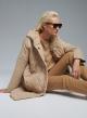 Beige long puffer Jacket with Knitted back and sleeves Monte Cervino - 3