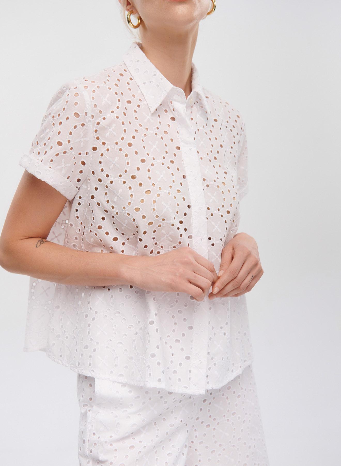 White cotton Shirt Broderie anglaise Emme Marella - 3