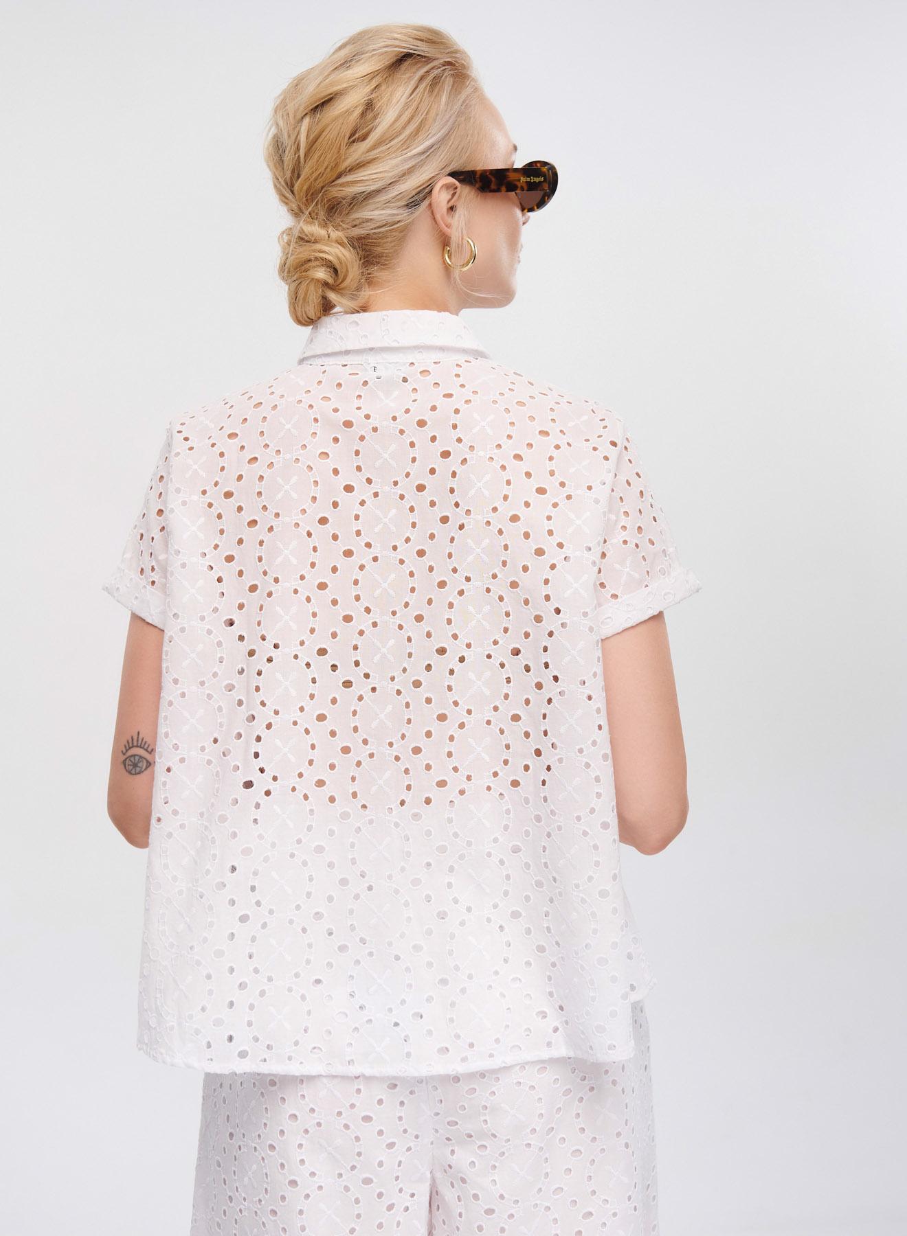 White cotton Shirt Broderie anglaise Emme Marella - 5