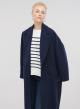 Μακρύ oversized σταυροκούμπωτο παλτό με ζώνη - 1