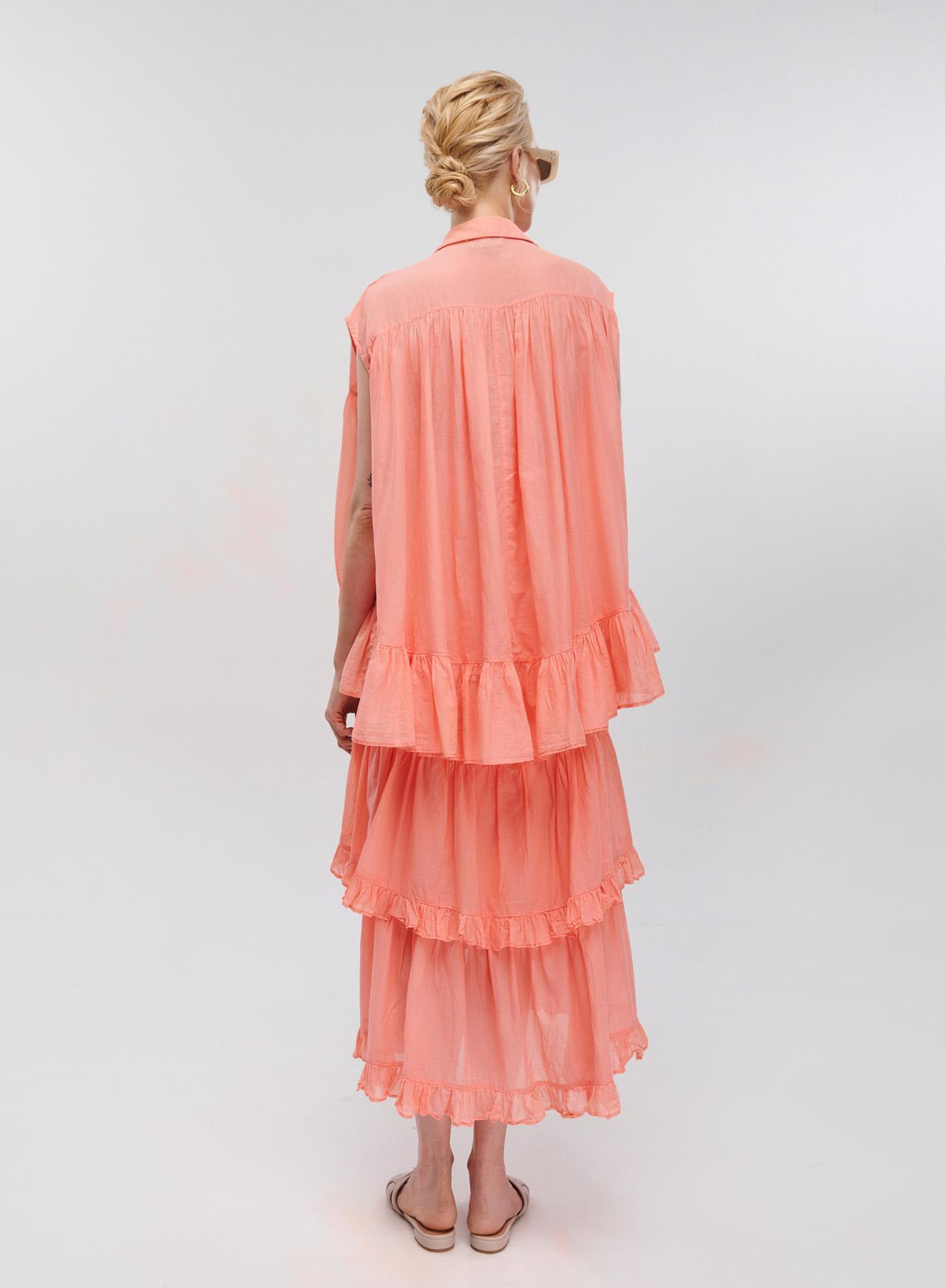 Coral voile midi Dress "KATE" Devotion Twins - 5