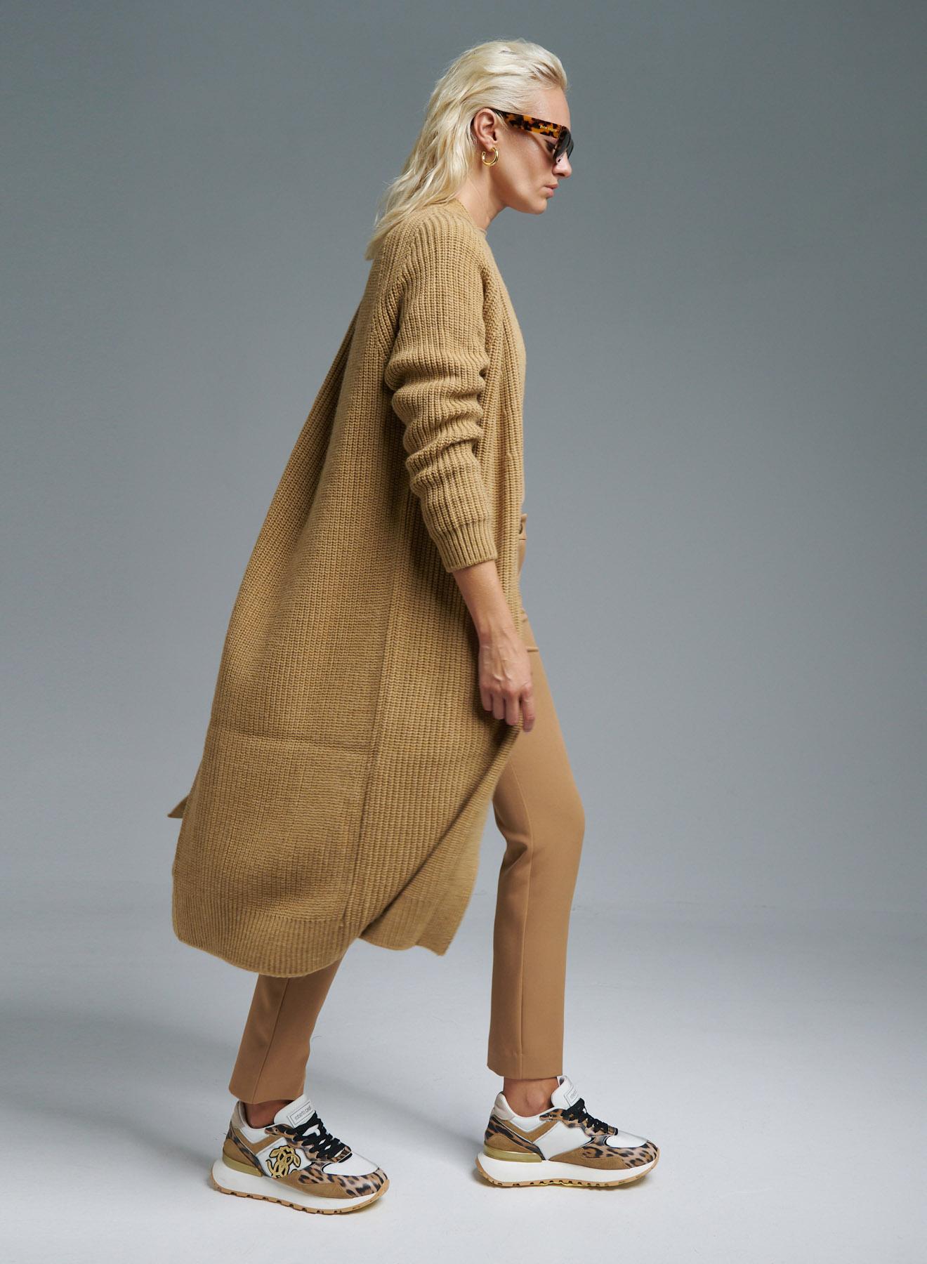 Camel long knitted Cardigan Vicolo - 2