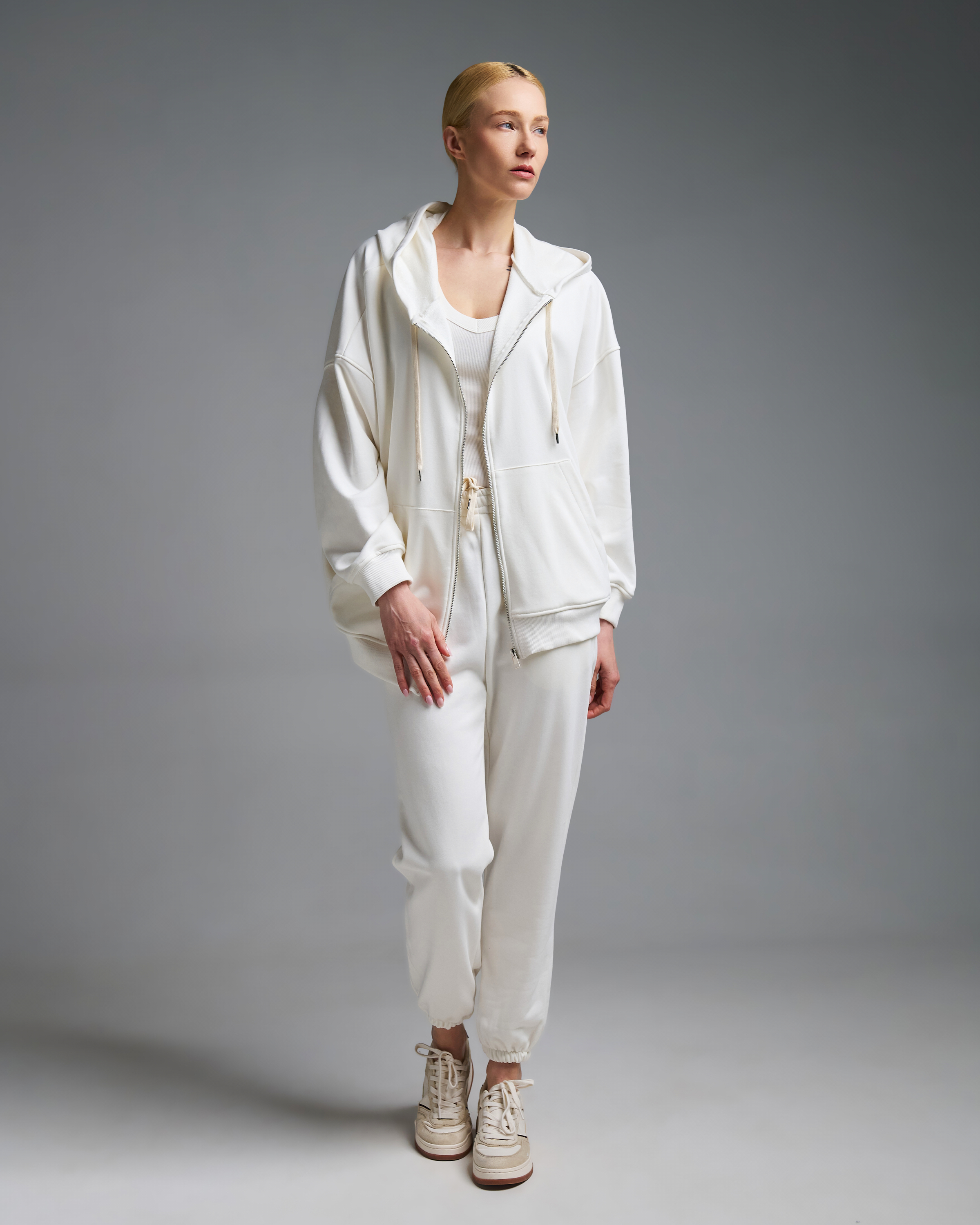 Λευκό Παντελόνι Φούτερ με λάστιχο στο τελείωμα Vicolo - 1