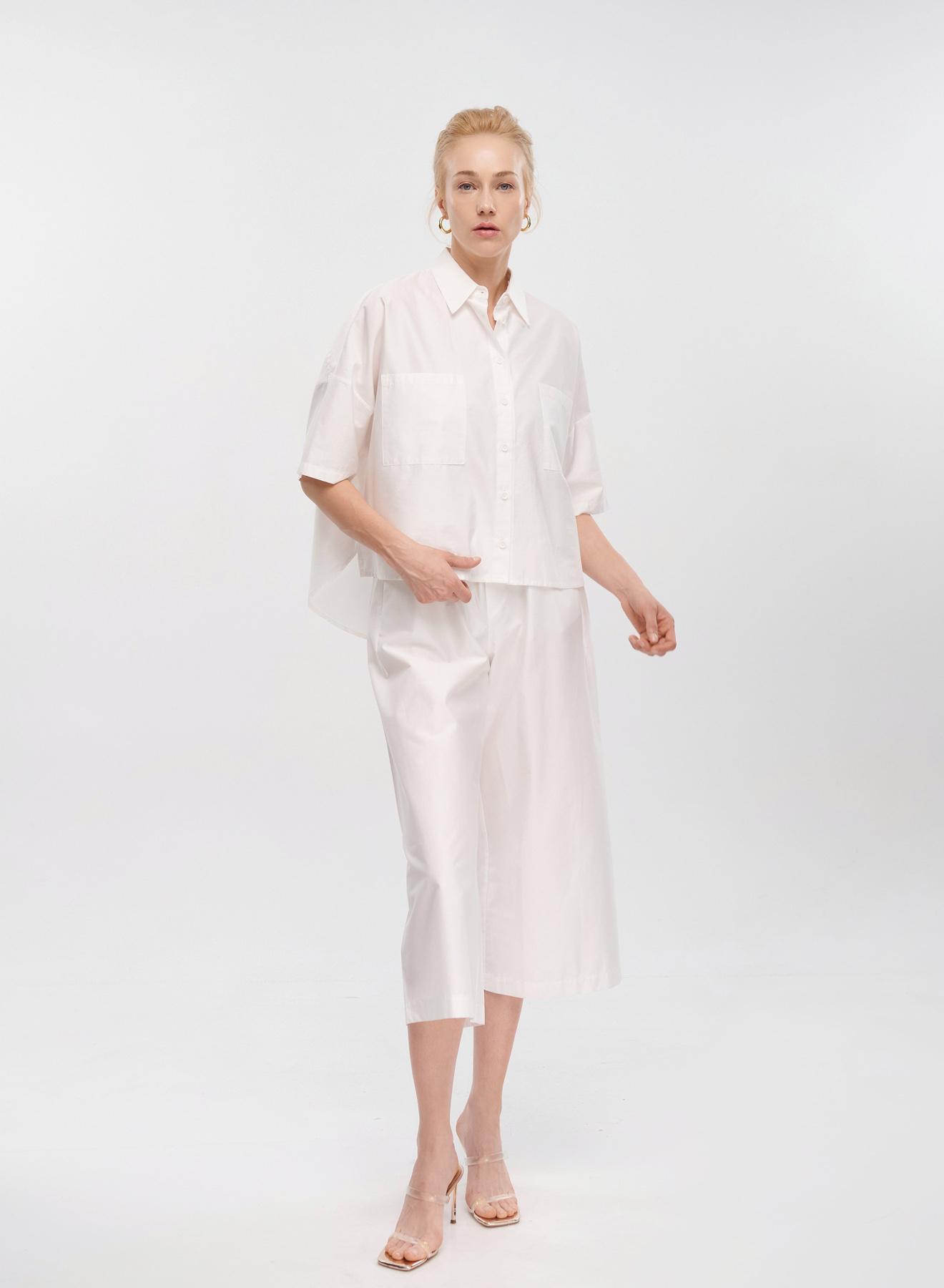 White poplin Shirt with short sleeves "ELANORA" Devotion Twins - 5