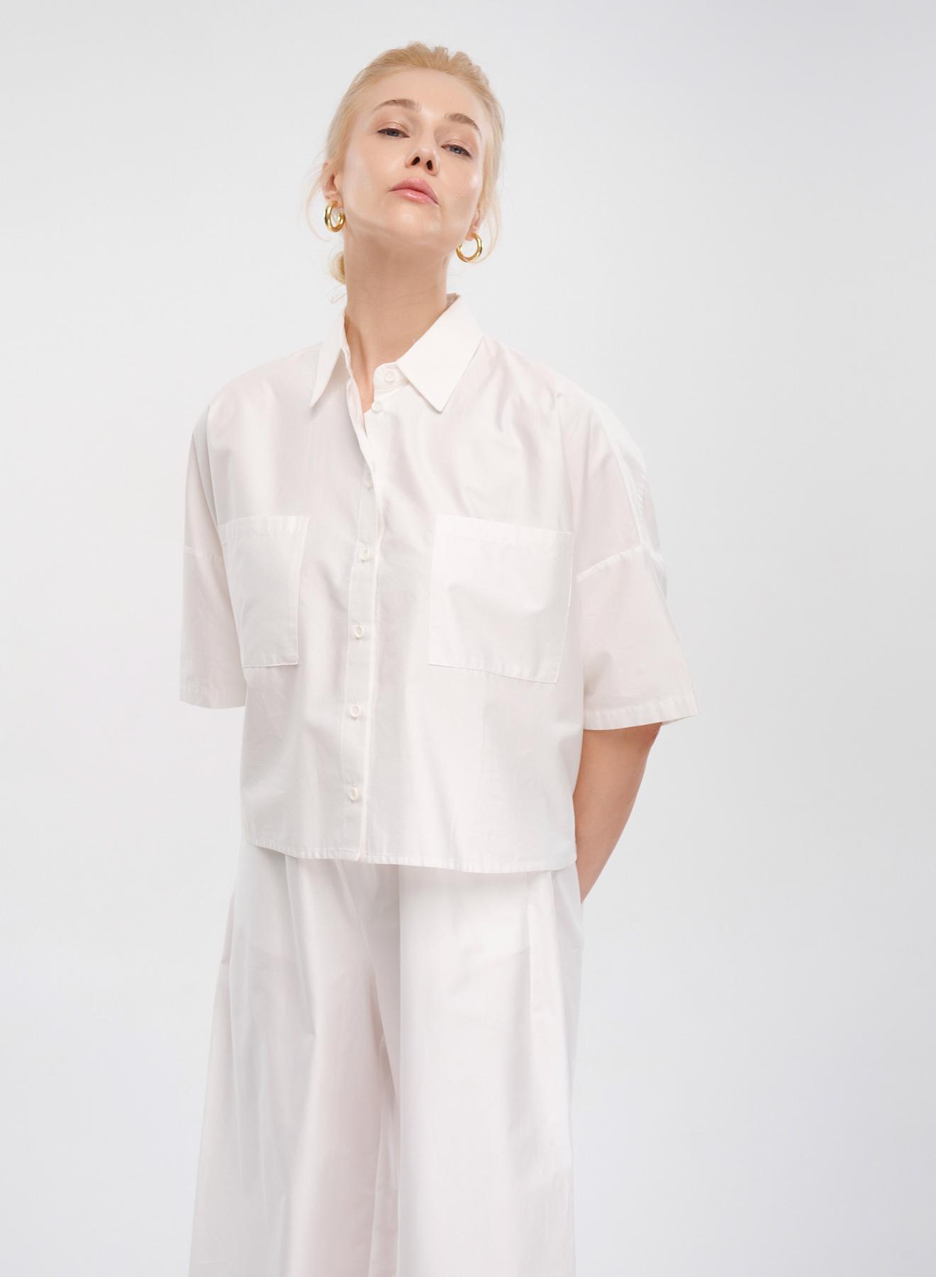 White poplin Shirt with short sleeves "ELANORA" Devotion Twins - 2