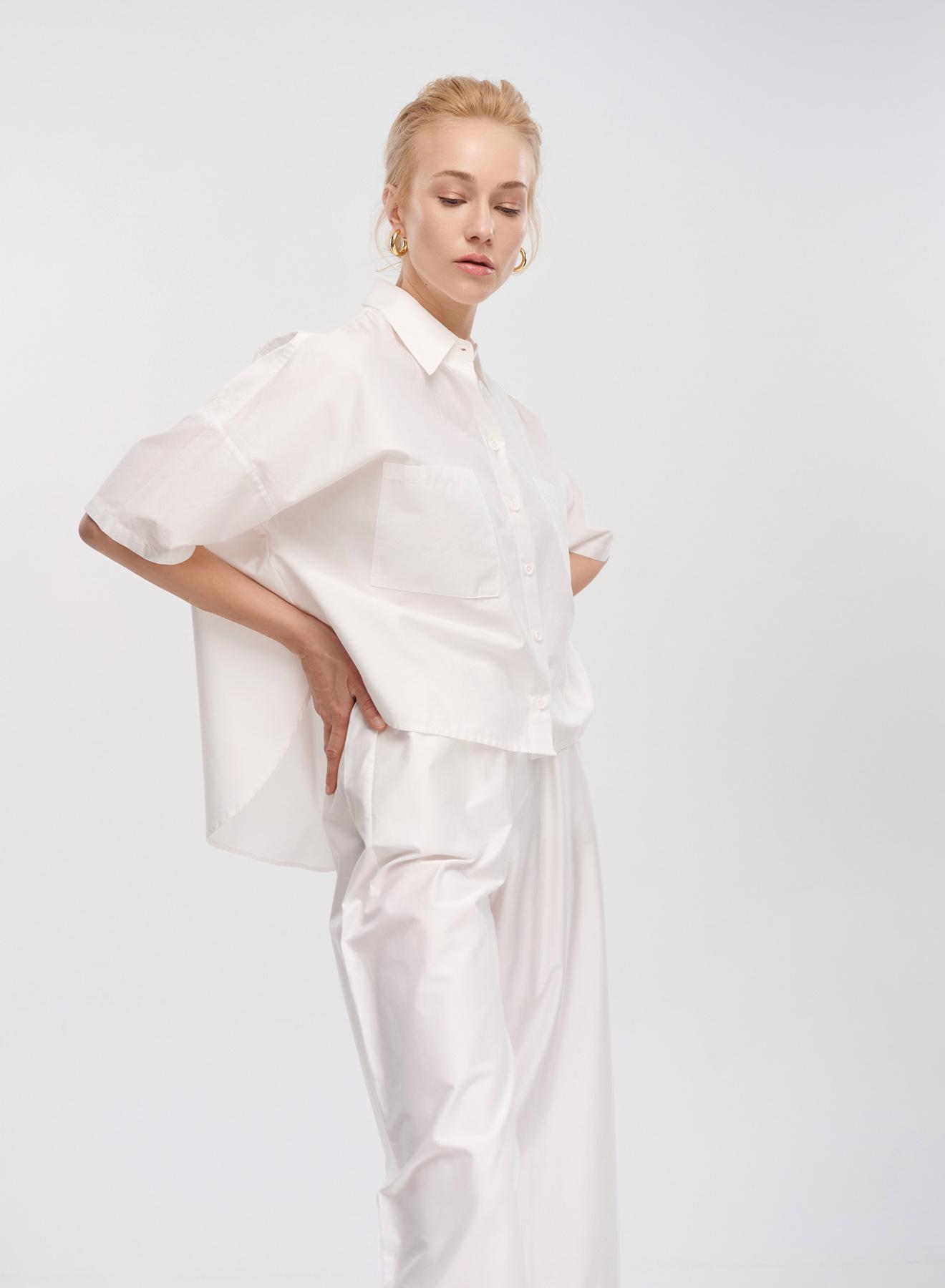 White poplin Shirt with short sleeves "ELANORA" Devotion Twins - 3