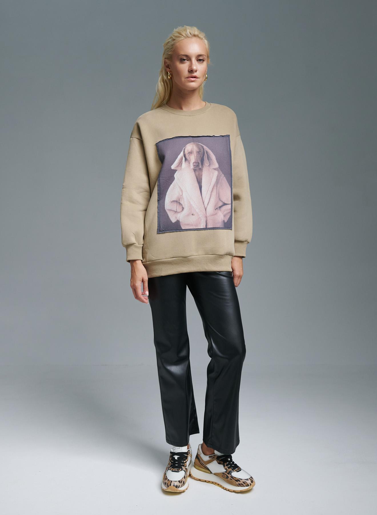 Beige printed Sweatshirt Lara - 4