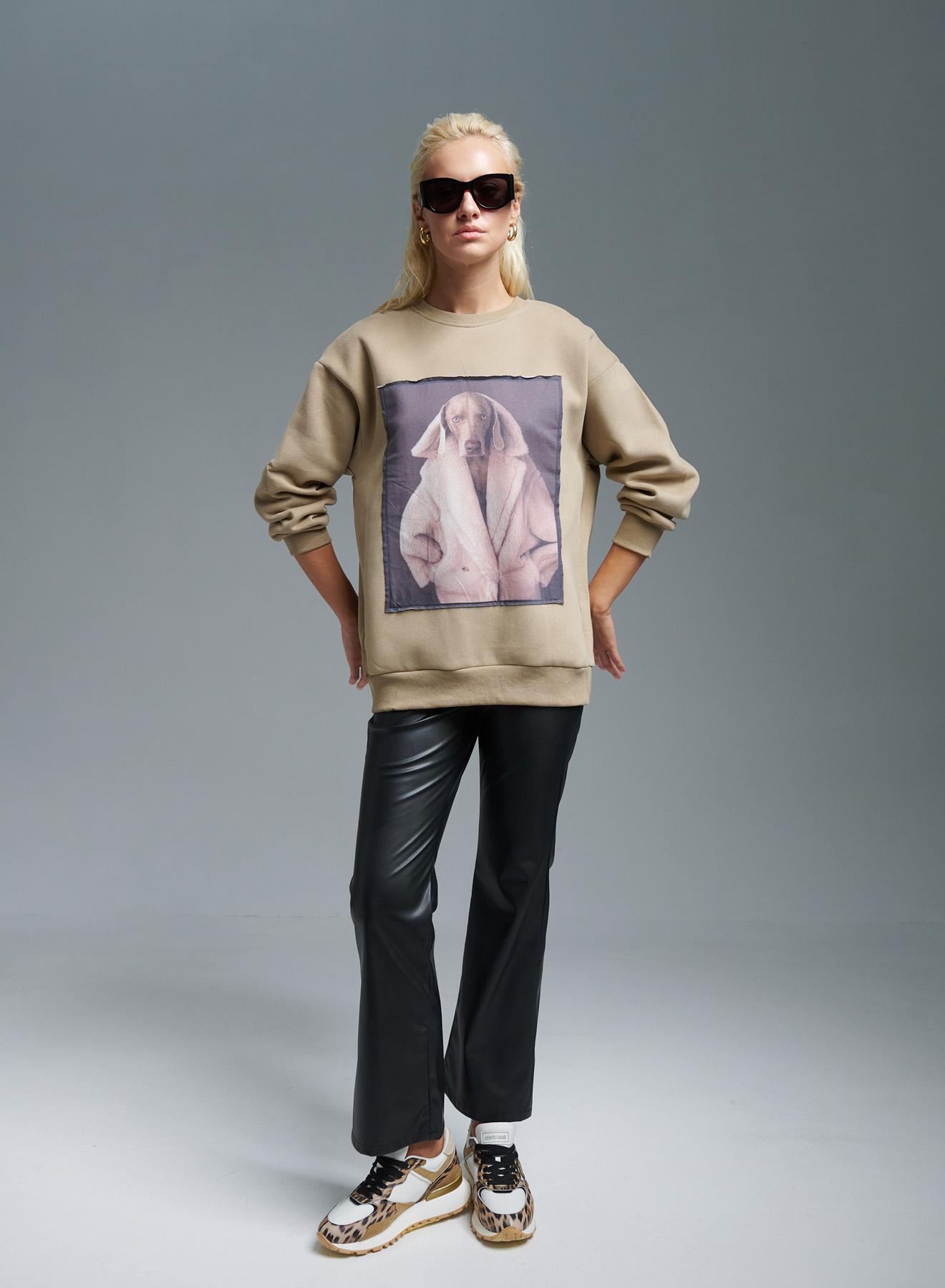 Beige printed Sweatshirt Lara - 5