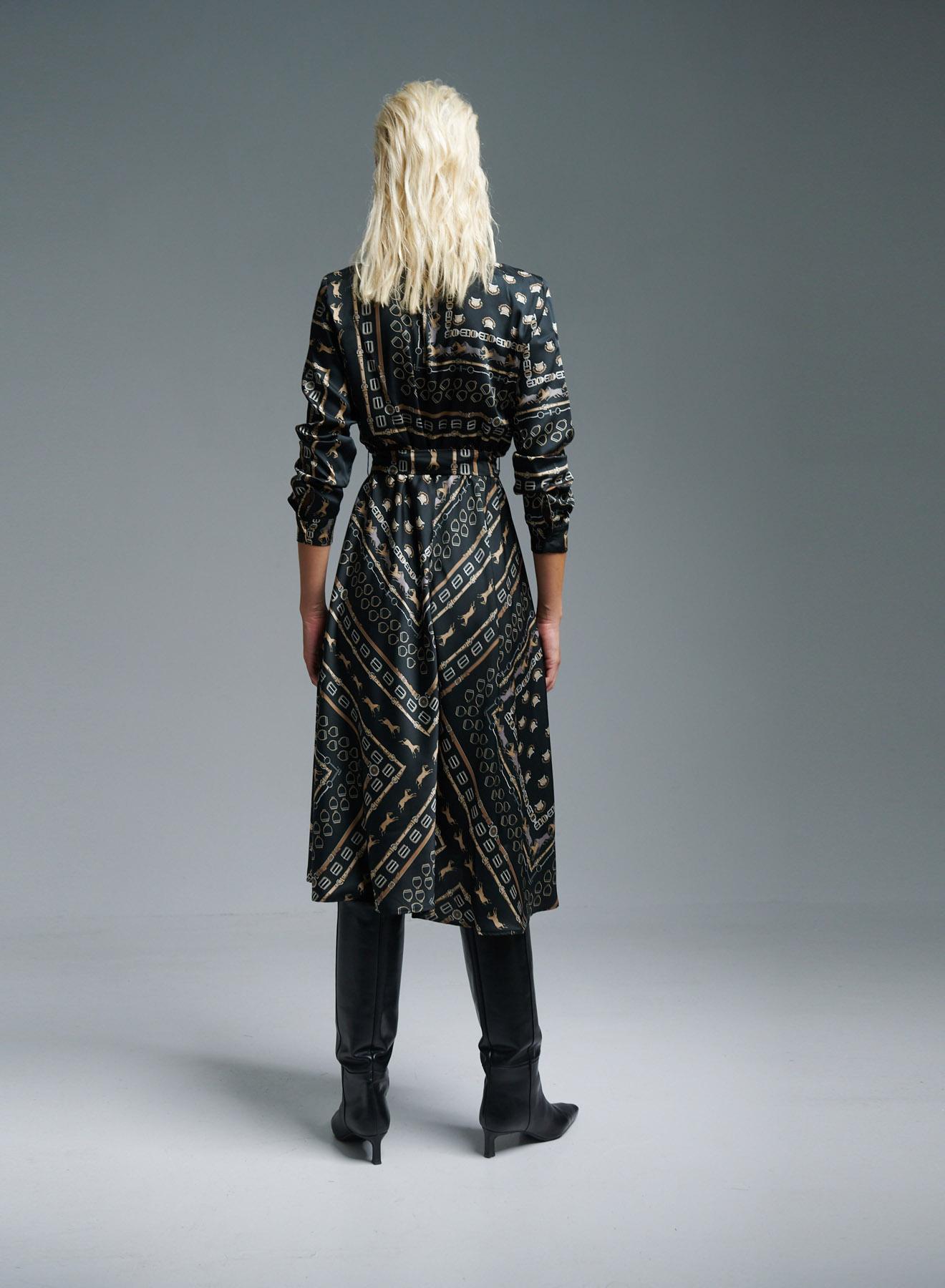 Black patterned Shirt Dress with belt Emme Marella - 4