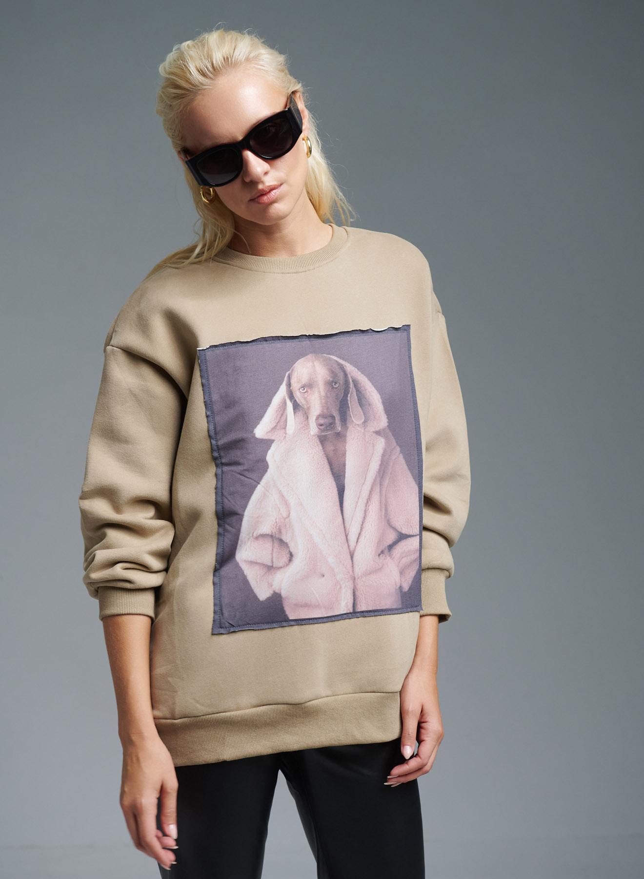 Beige printed Sweatshirt Lara - 5