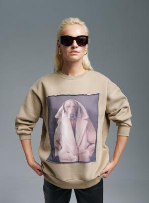 Beige printed Sweatshirt Lara - 35839