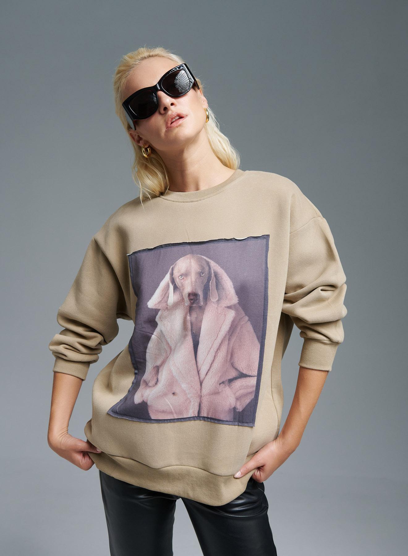 Beige printed Sweatshirt Lara - 2