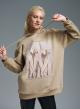 Beige printed Sweatshirt with hood Lara - 0