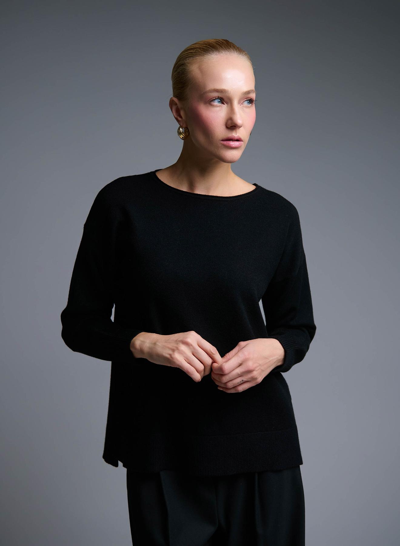 Μαύρο Πουλόβερ με ανοίγματα στο πλάι La Liberta - 1