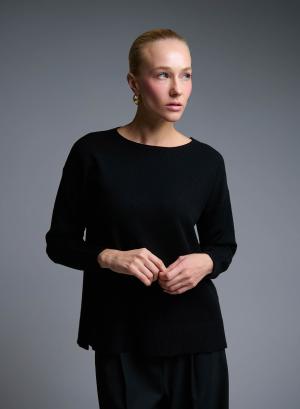 Μαύρο Πουλόβερ με ανοίγματα στο πλάι La Liberta - 50260