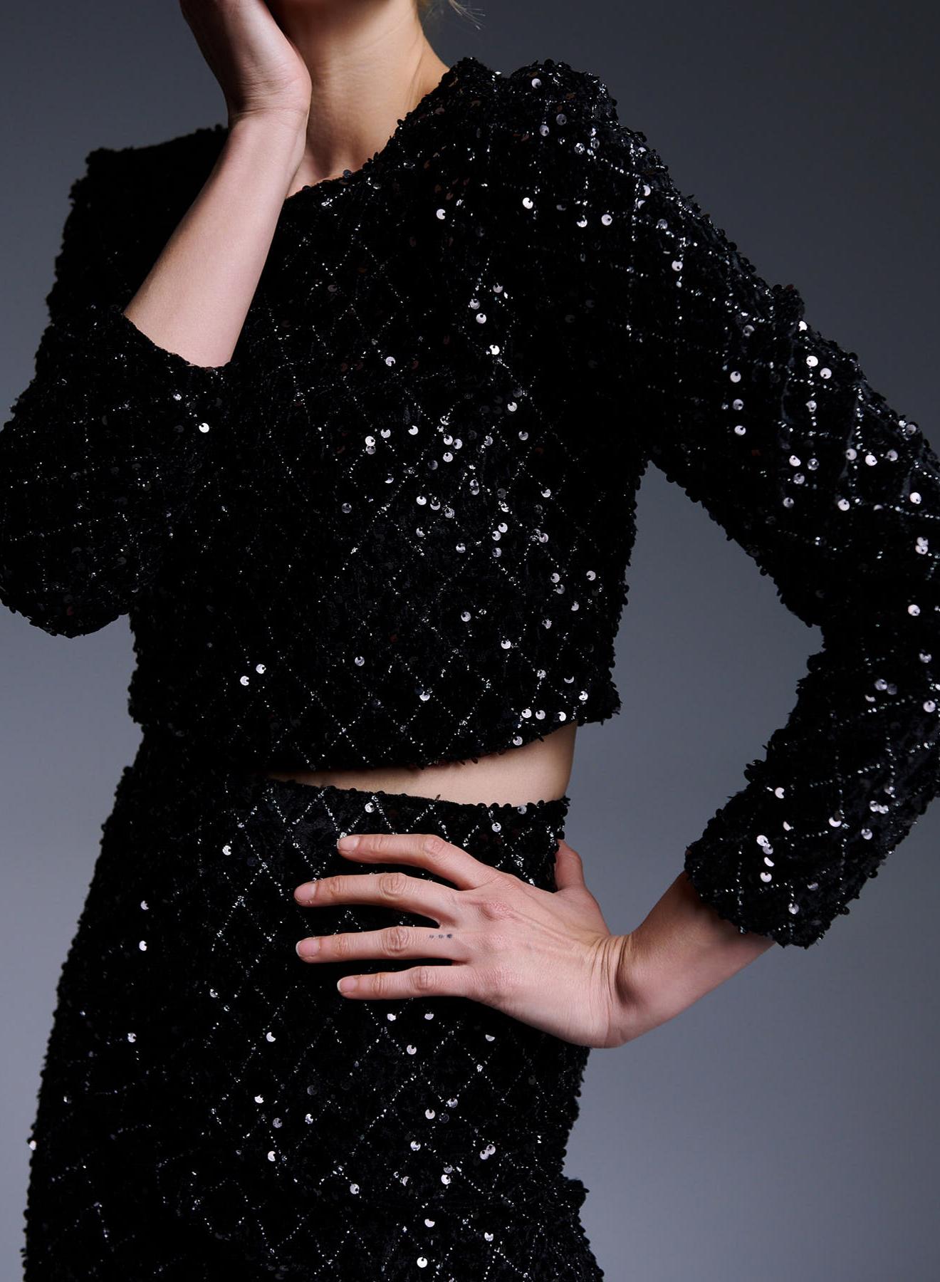  Long Sleeve Chenille Top With Sequins - 2