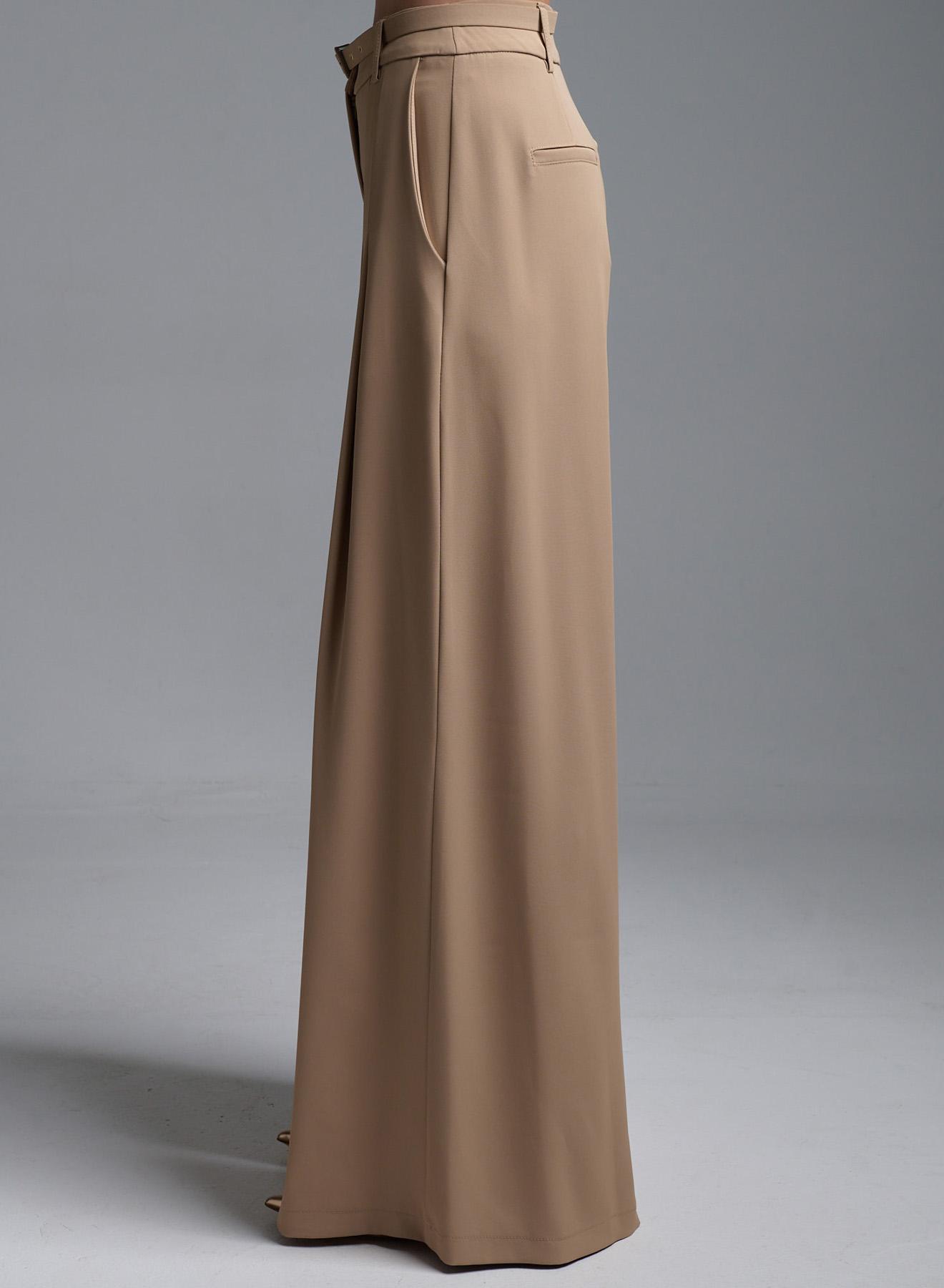 Beige Wide legs palazzo Trousers with belt and pleats Imperial - 3