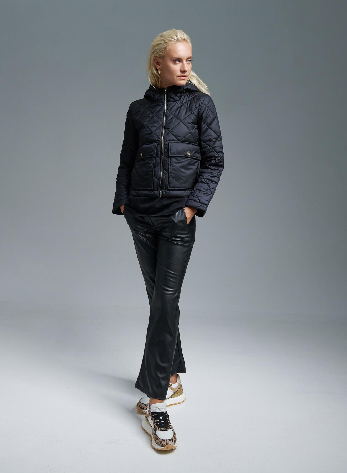 Black water-repellent padded jacket with hood Emme Marella - 2