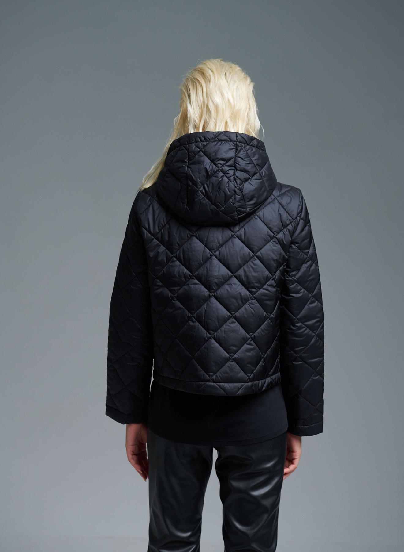 Black water-repellent padded jacket with hood Emme Marella - 4