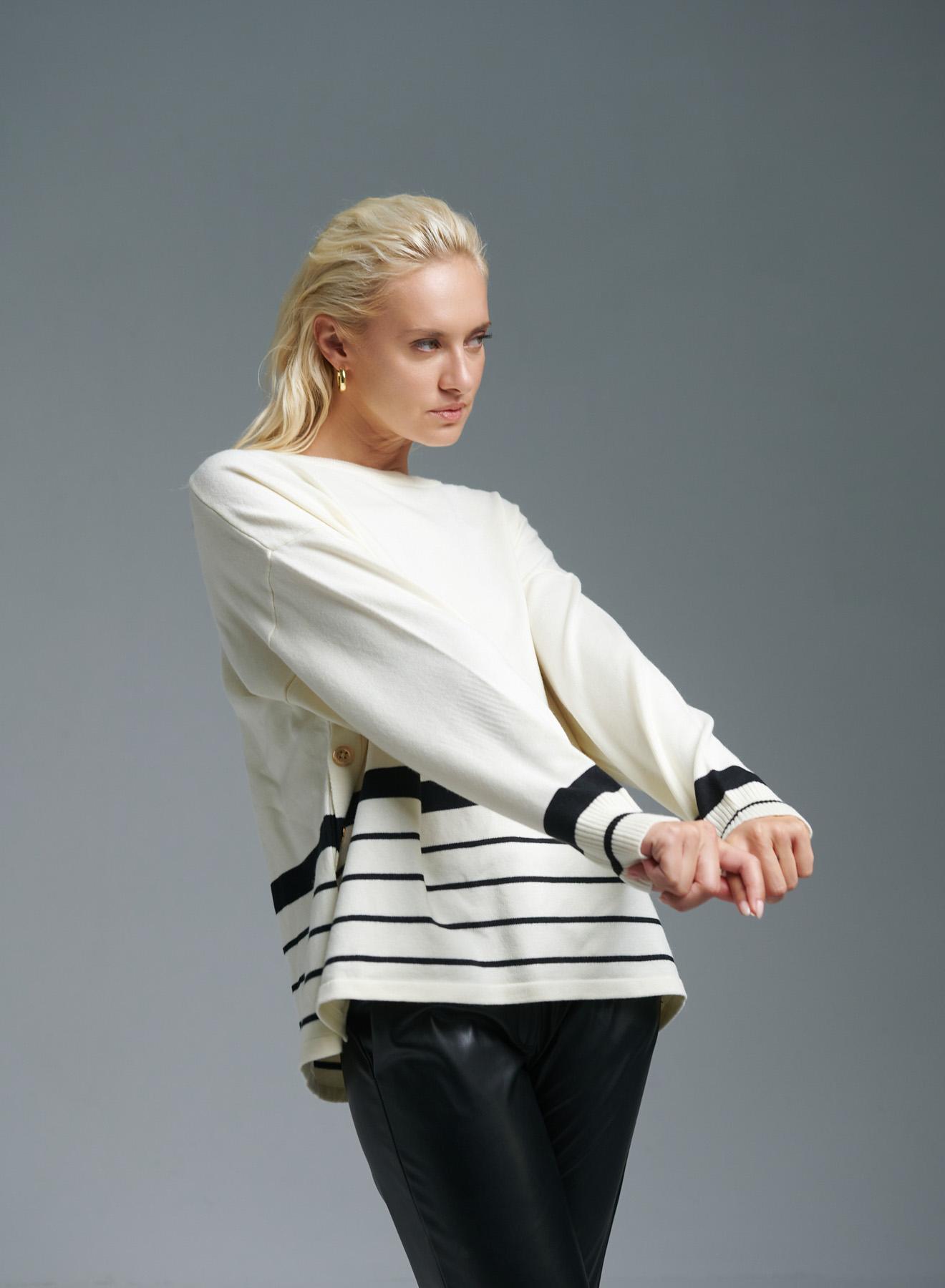 White-Black Sweater with stripes Finery - 2