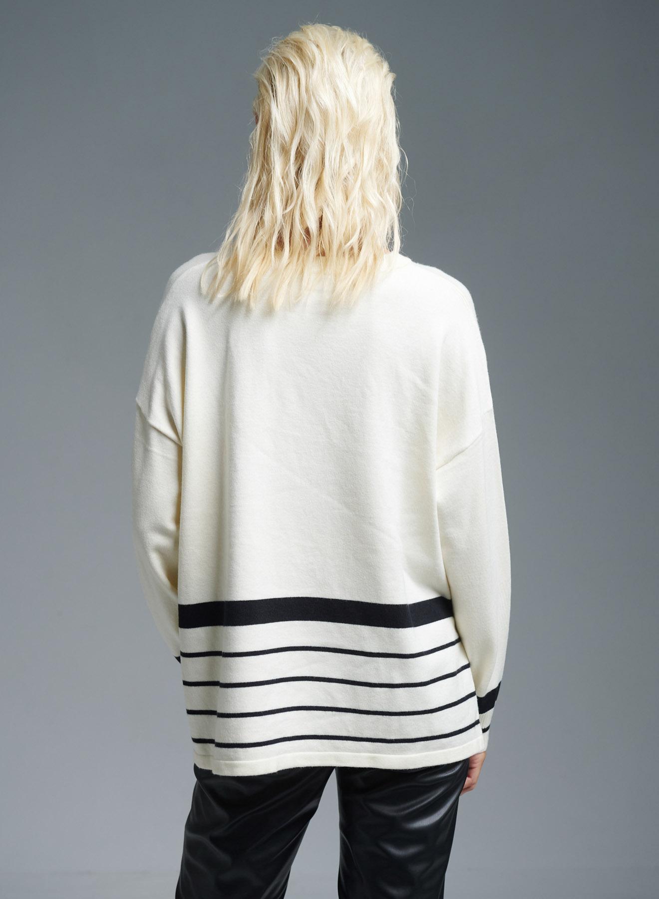 White-Black Sweater with stripes Finery - 4