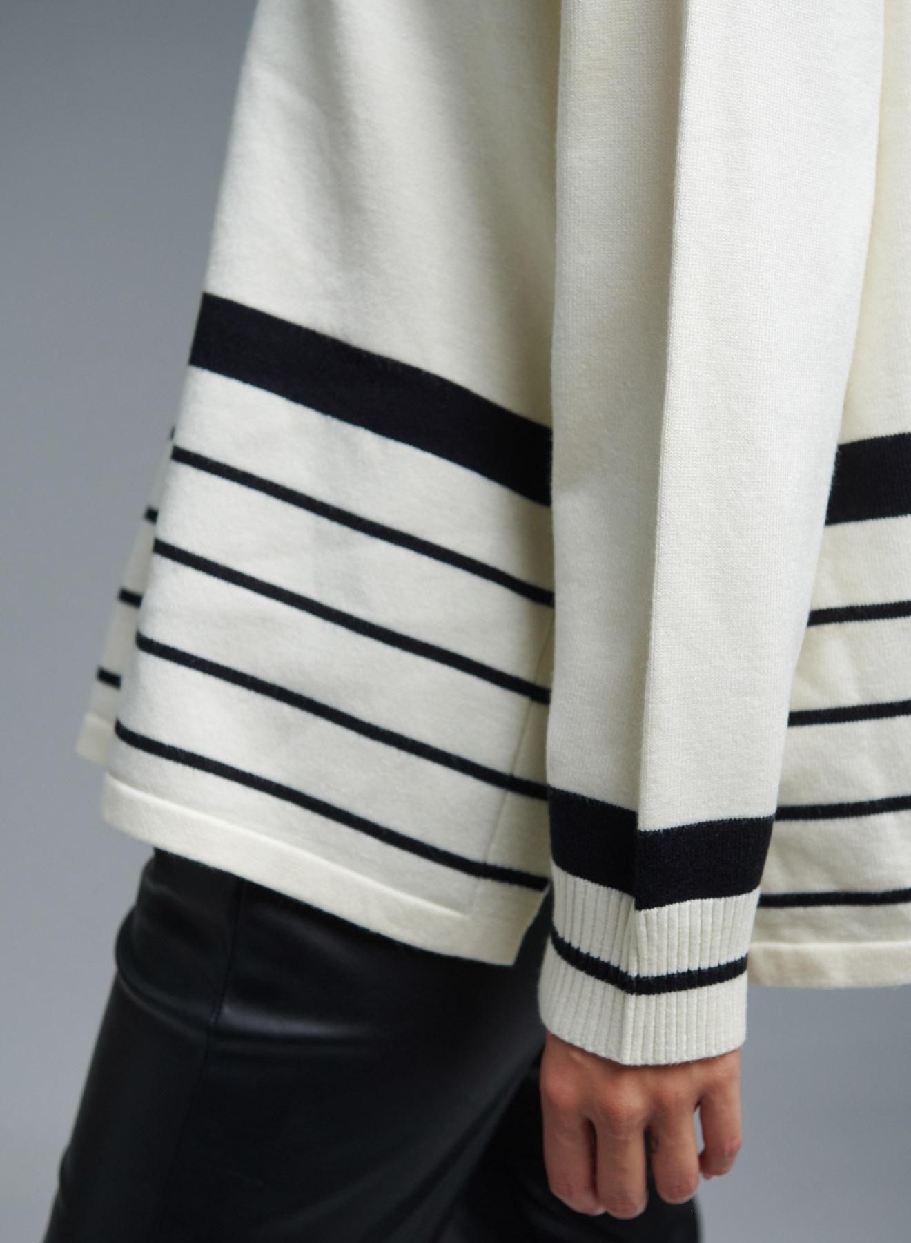 White-Black Sweater with stripes Finery - 5