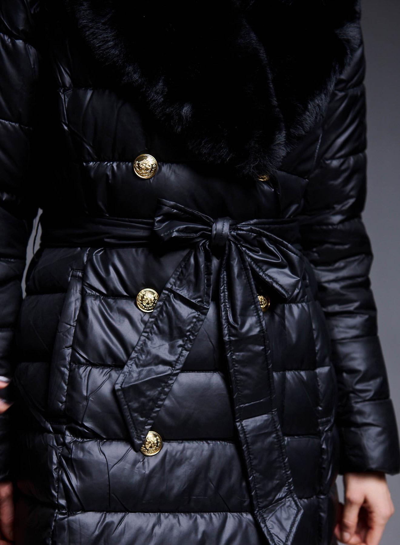 Double-breasted Puffer Jacket with Detachable Sleeves and Detachable Eco-Fur Collar - 2