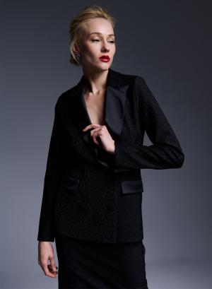 Double breasted lurex jacket with satin details - 26554