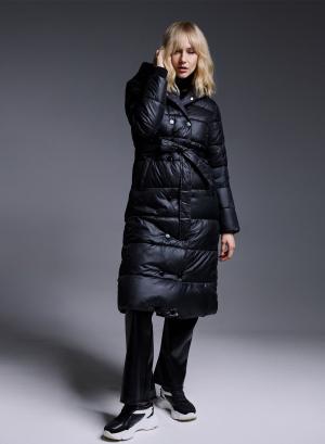 Double-face puffer jacket with hood and belt - 25130