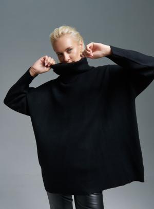 Μαύρο Πουλόβερ ζιβάγκο oversized Lara - 36064