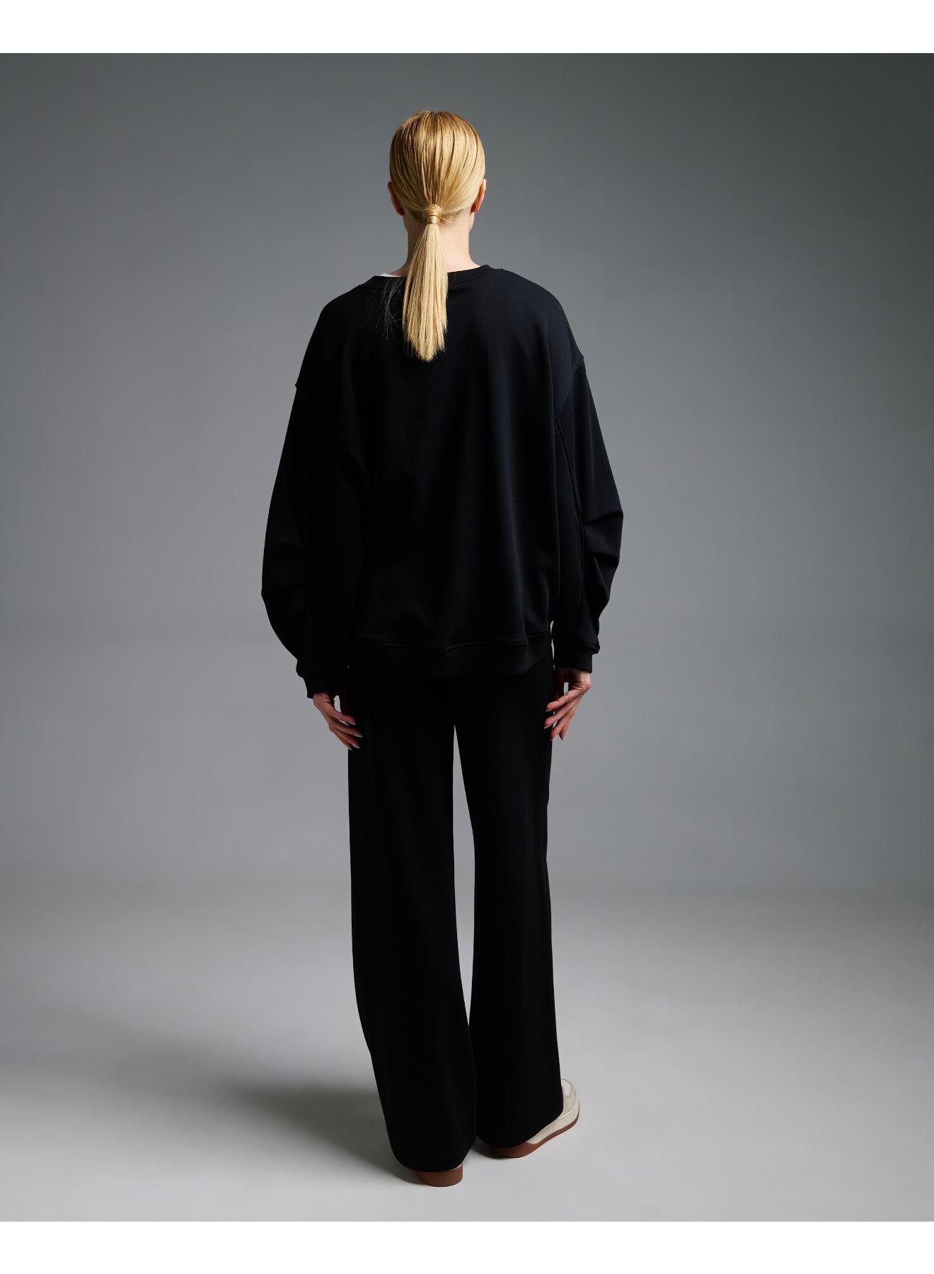 Μαύρη loose fit Μπλούζα Φούτερ με πιέτες στον αγκώνα Vicolo - 5