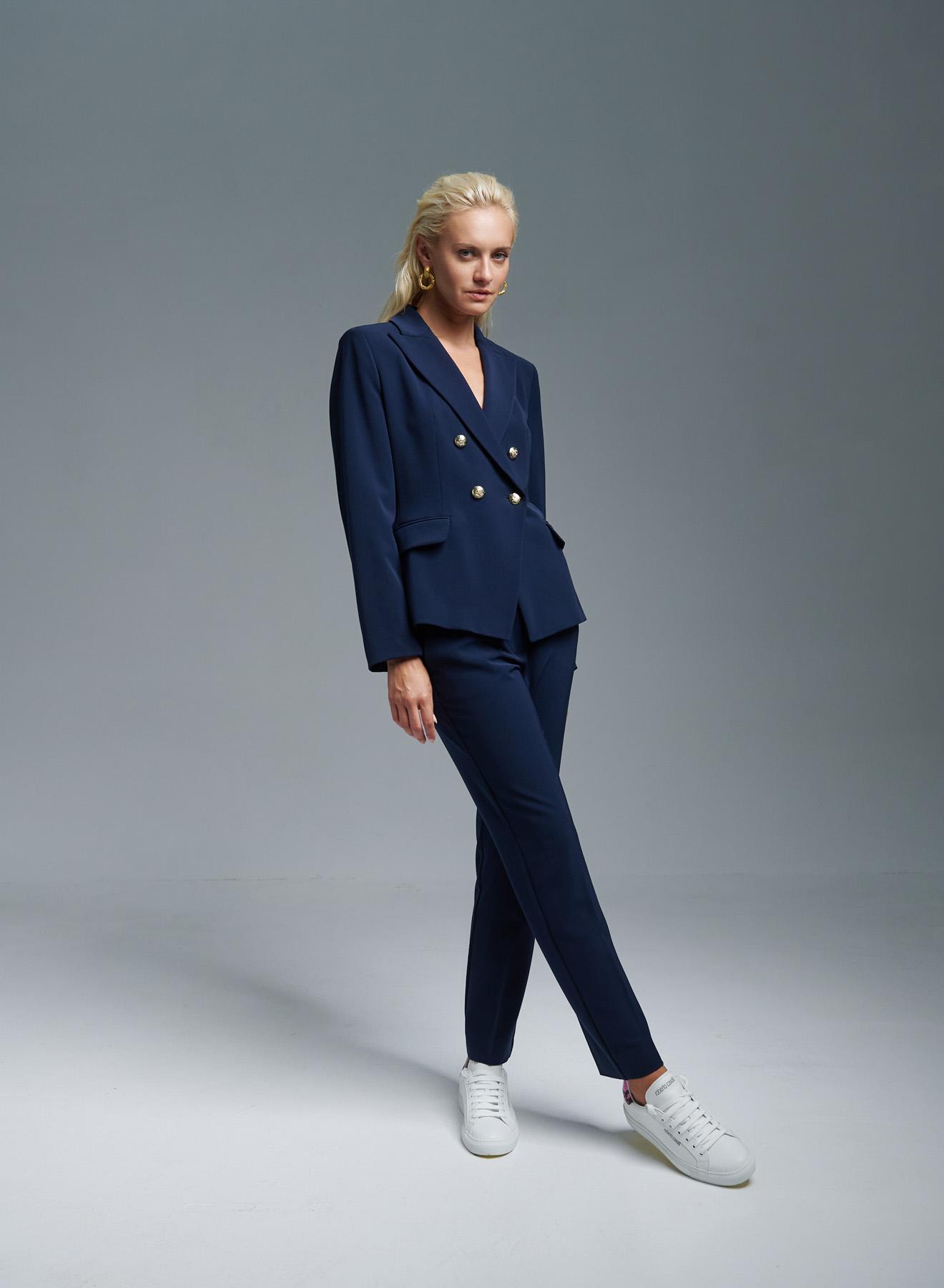 Navy Blue double breasted Jacket with golden buttons Emme Marella - 5