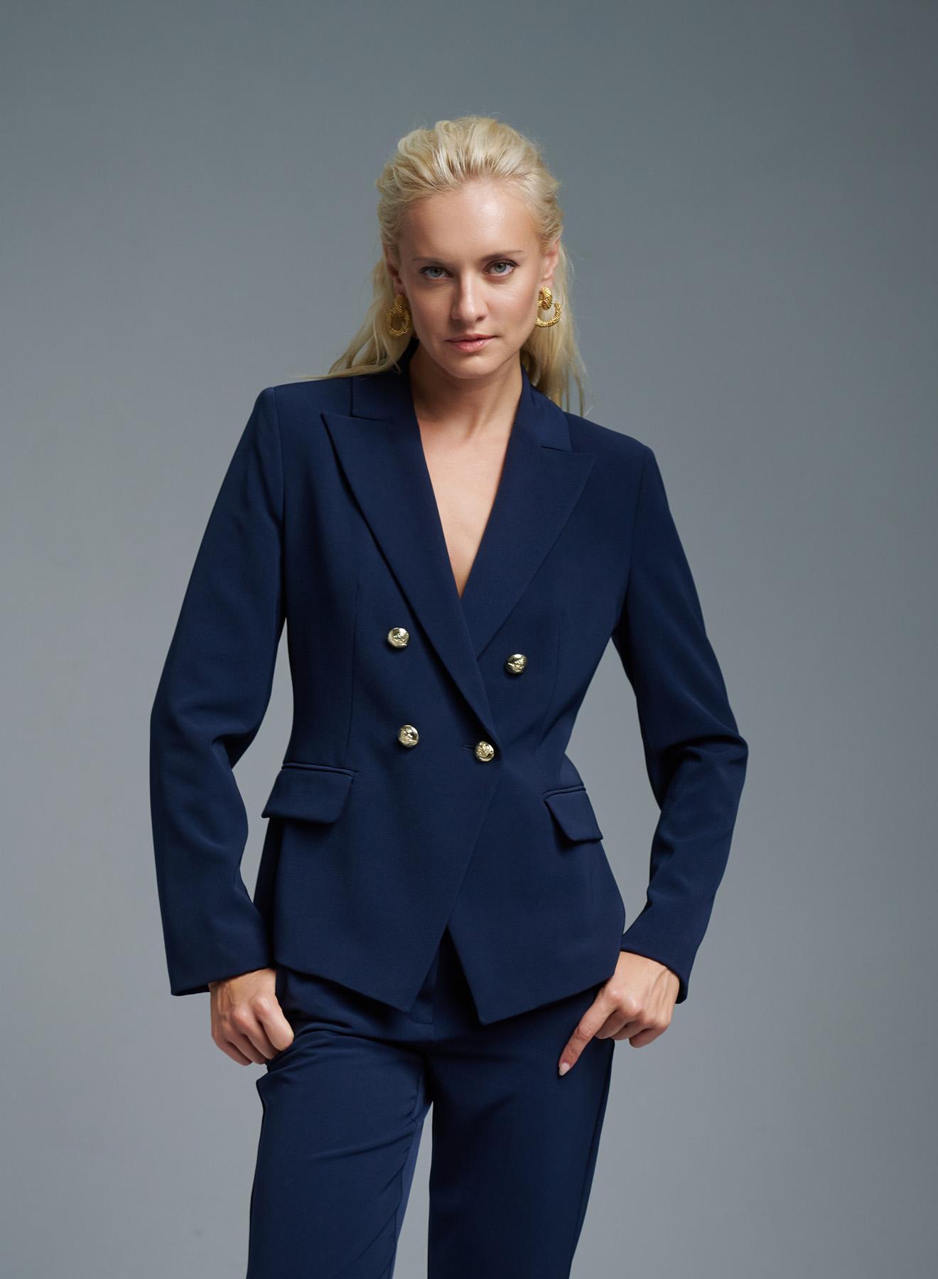 Navy Blue double breasted Jacket with golden buttons Emme Marella - 1