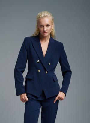 Navy Blue σταυροκούμπωτο Σακάκι με χρυσά κουμπιά Emme Marella - 35936