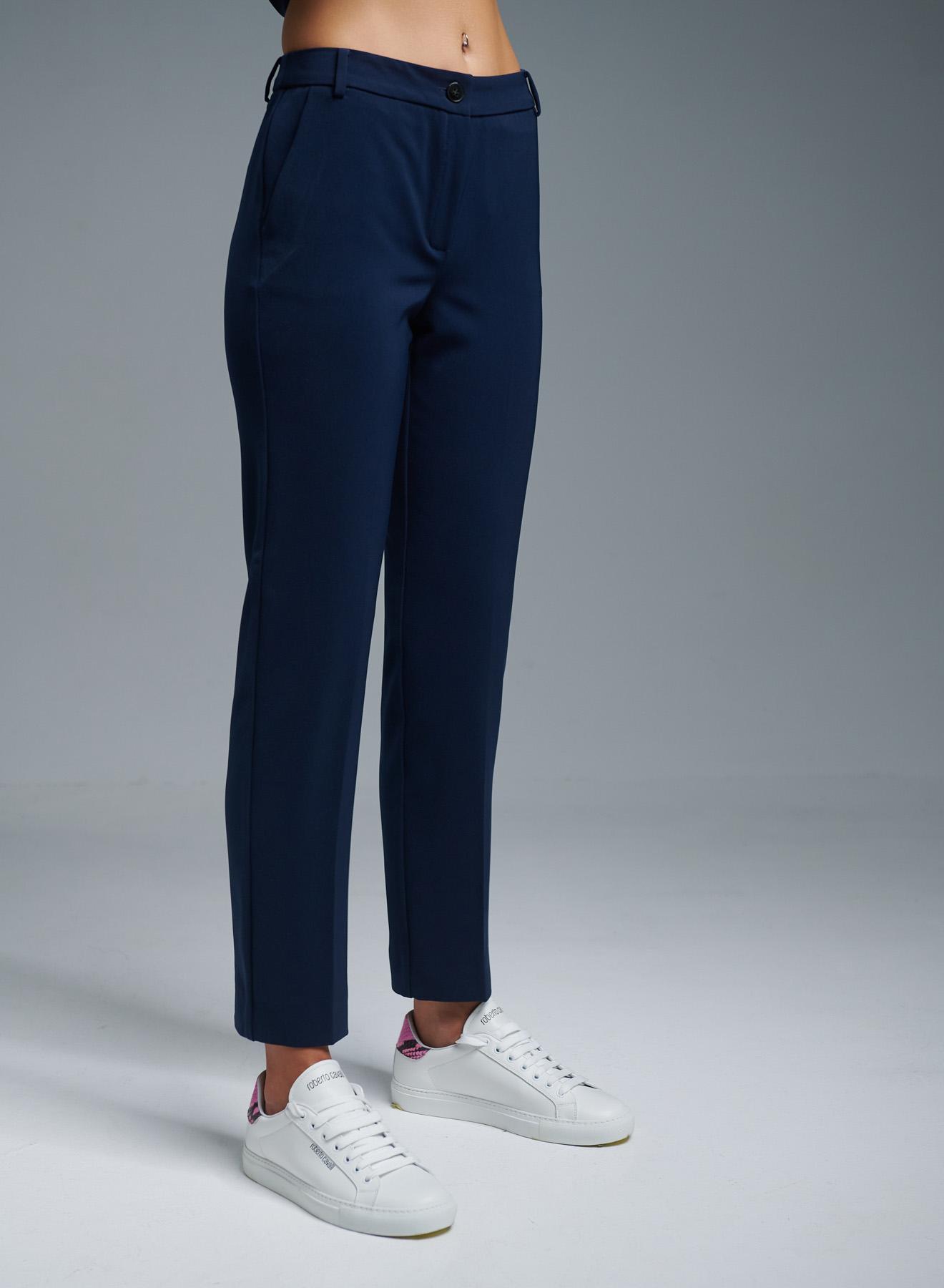 Navy Blue straight fit Trousers Emme Marella - 2