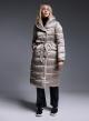 Double-breasted Puffer Jacket with hood and belt - 0