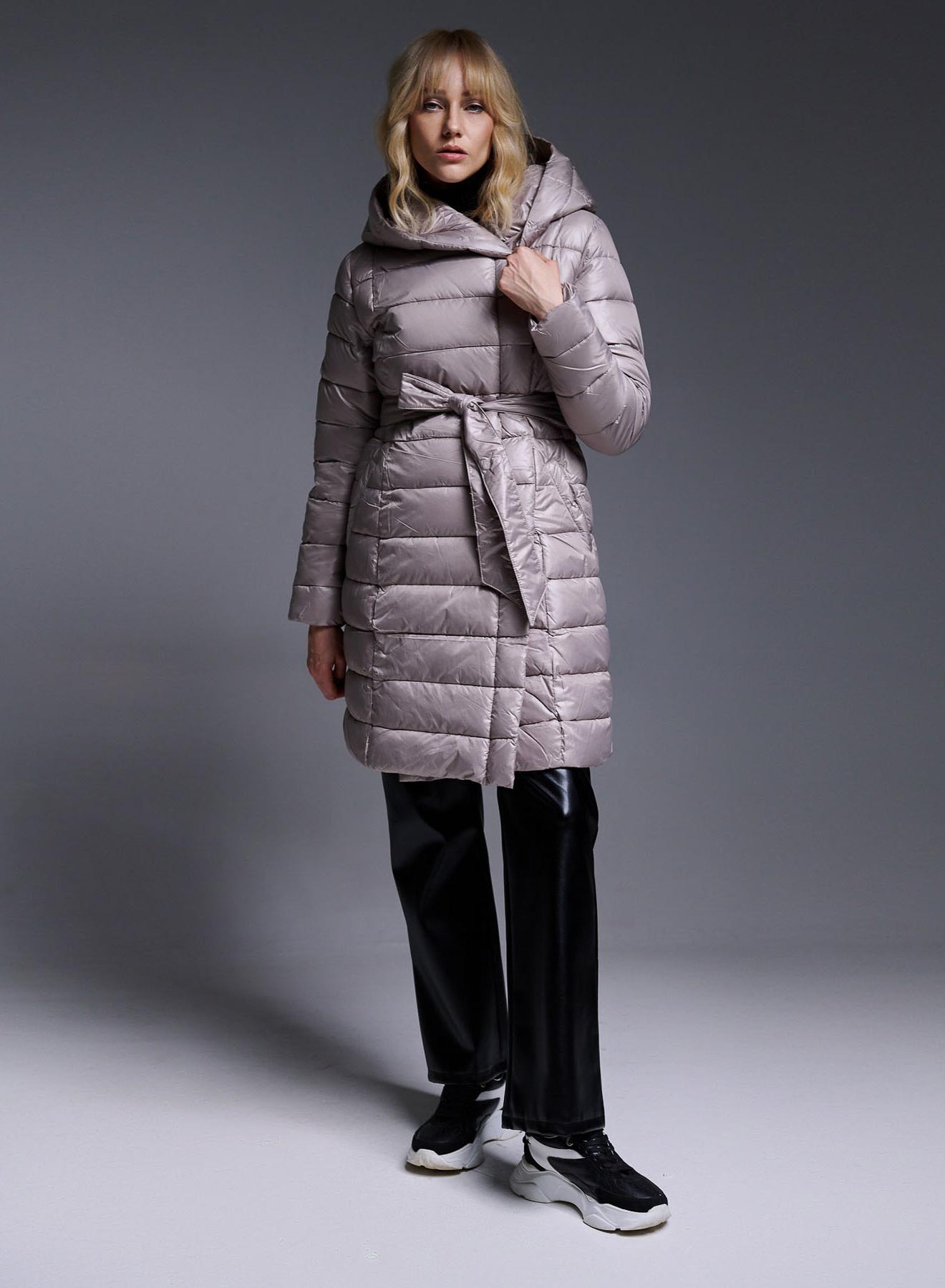 Double-breasted Puffer Jacket with hood and belt - 1