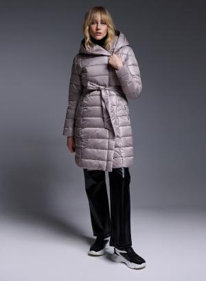 Double-breasted Puffer Jacket with hood and belt - 25173