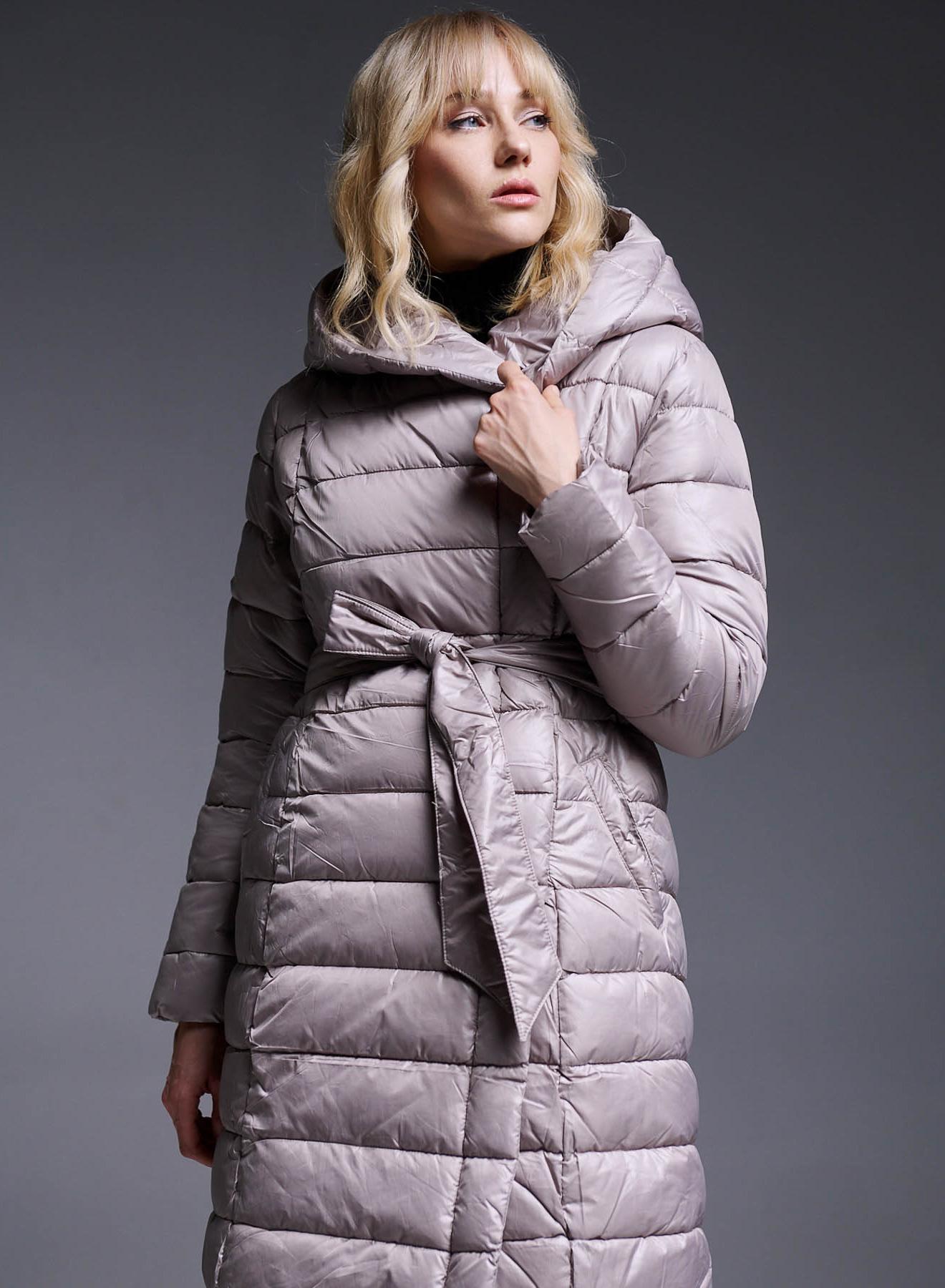 Double-breasted Puffer Jacket with hood and belt - 2