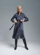 Navy Blue patterned Shirt Dress with belt Emme Marella-5