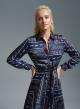 Navy Blue patterned Shirt Dress with belt Emme Marella - 1