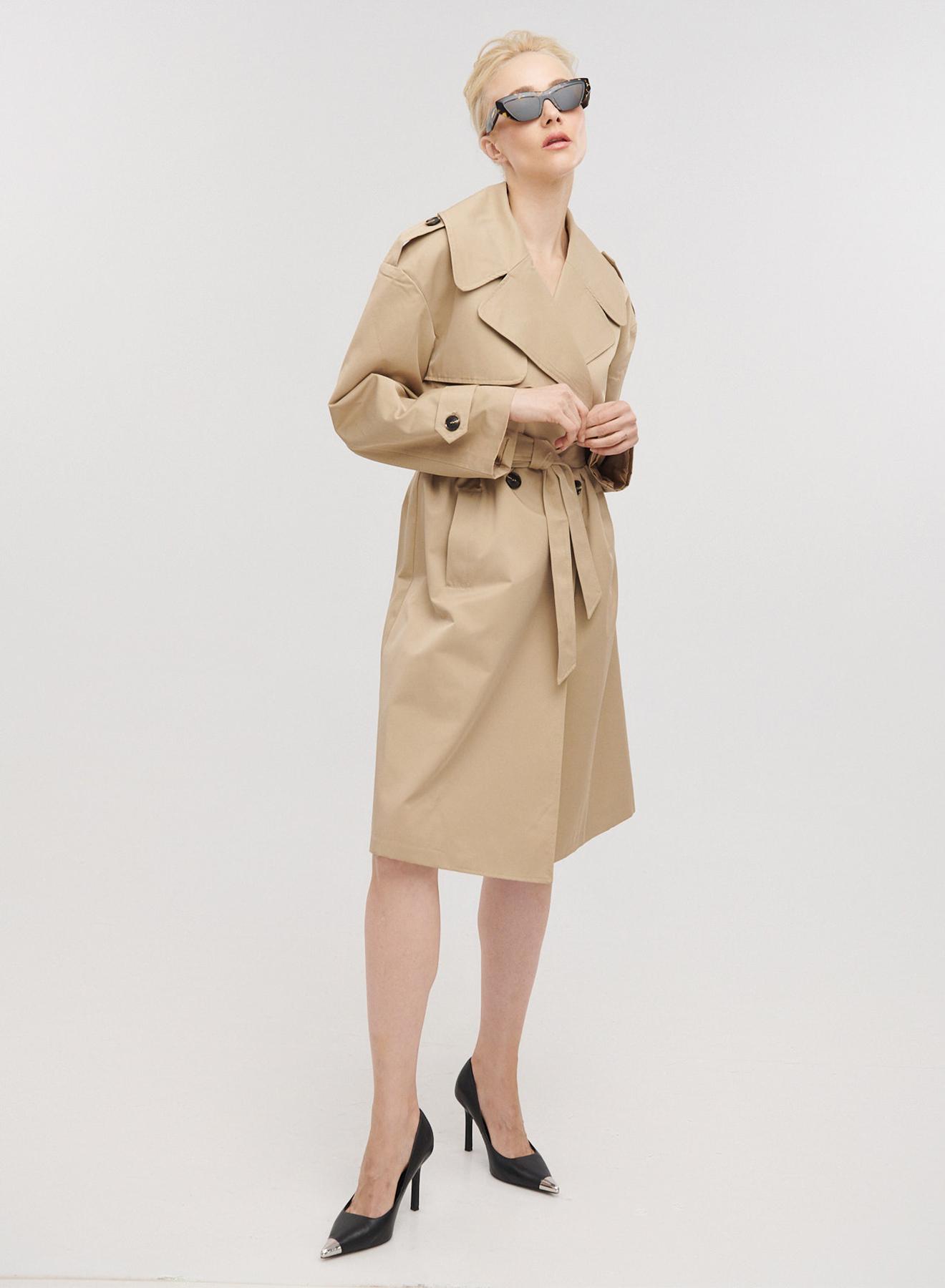 Καμπαρντίνα σταυροκούπωτη με ζώνη μέχρι το γόνατο - 2