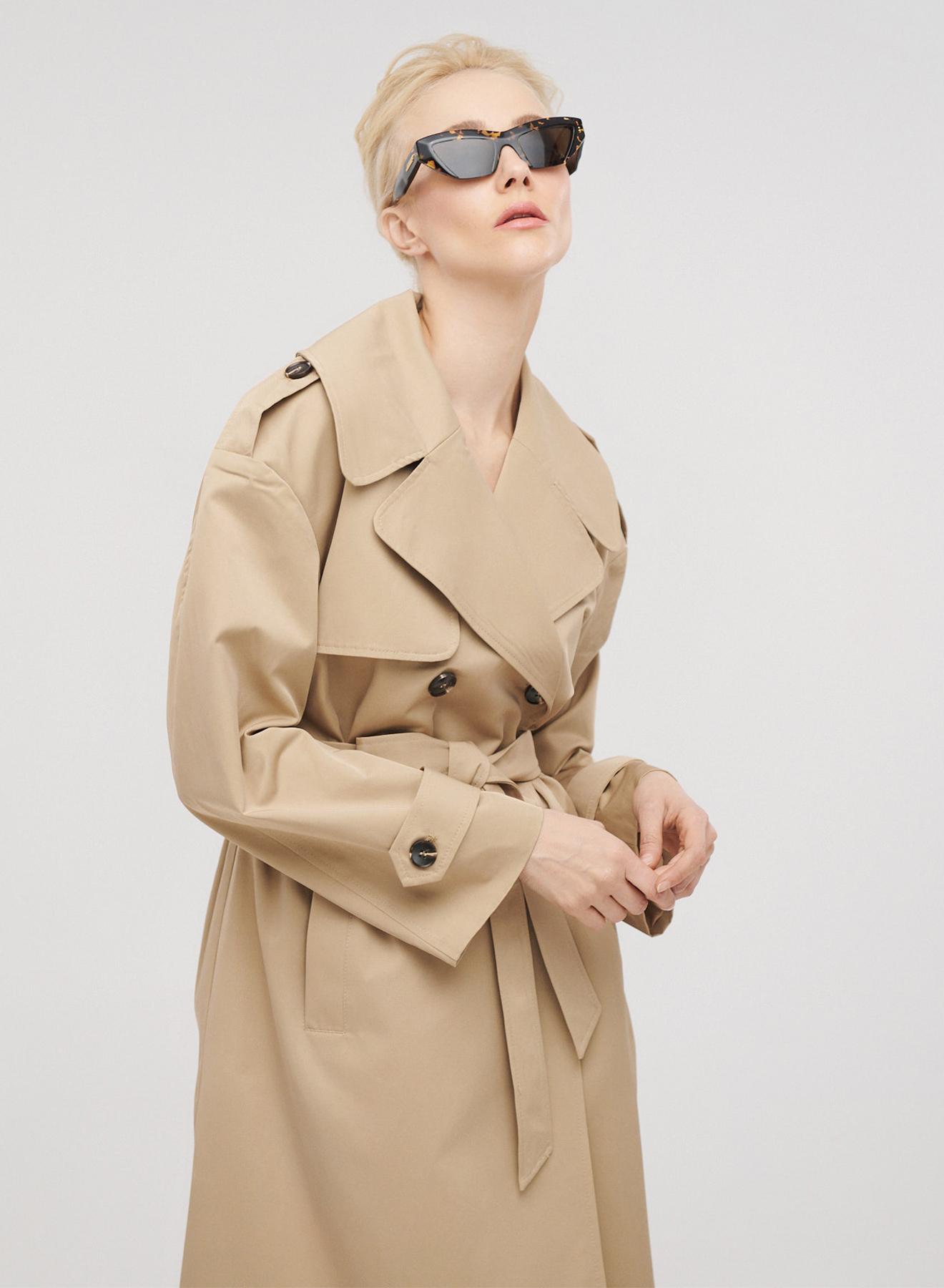 Καμπαρντίνα σταυροκούπωτη με ζώνη μέχρι το γόνατο - 1