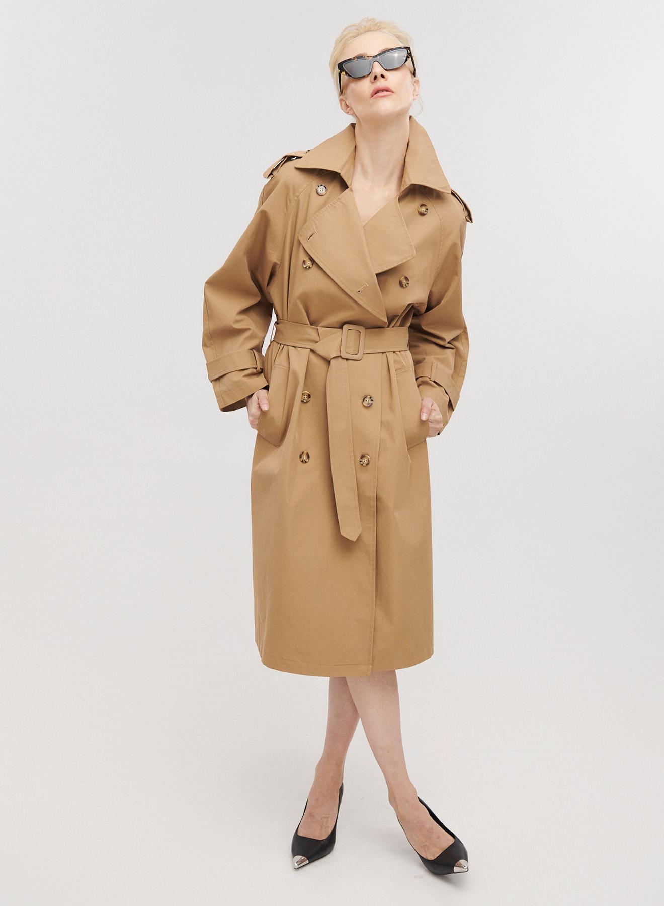 Καμπαρντίνα μακριά σταυροκούμπωτη με ζώνη - 1