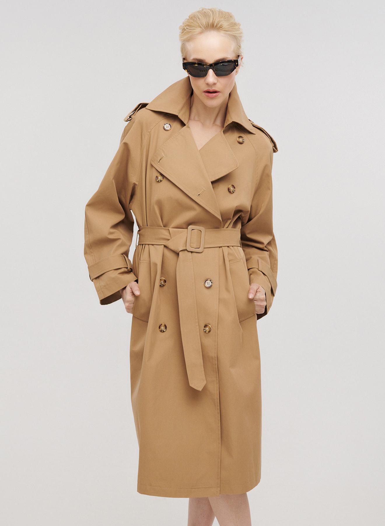 Καμπαρντίνα μακριά σταυροκούμπωτη με ζώνη - 2