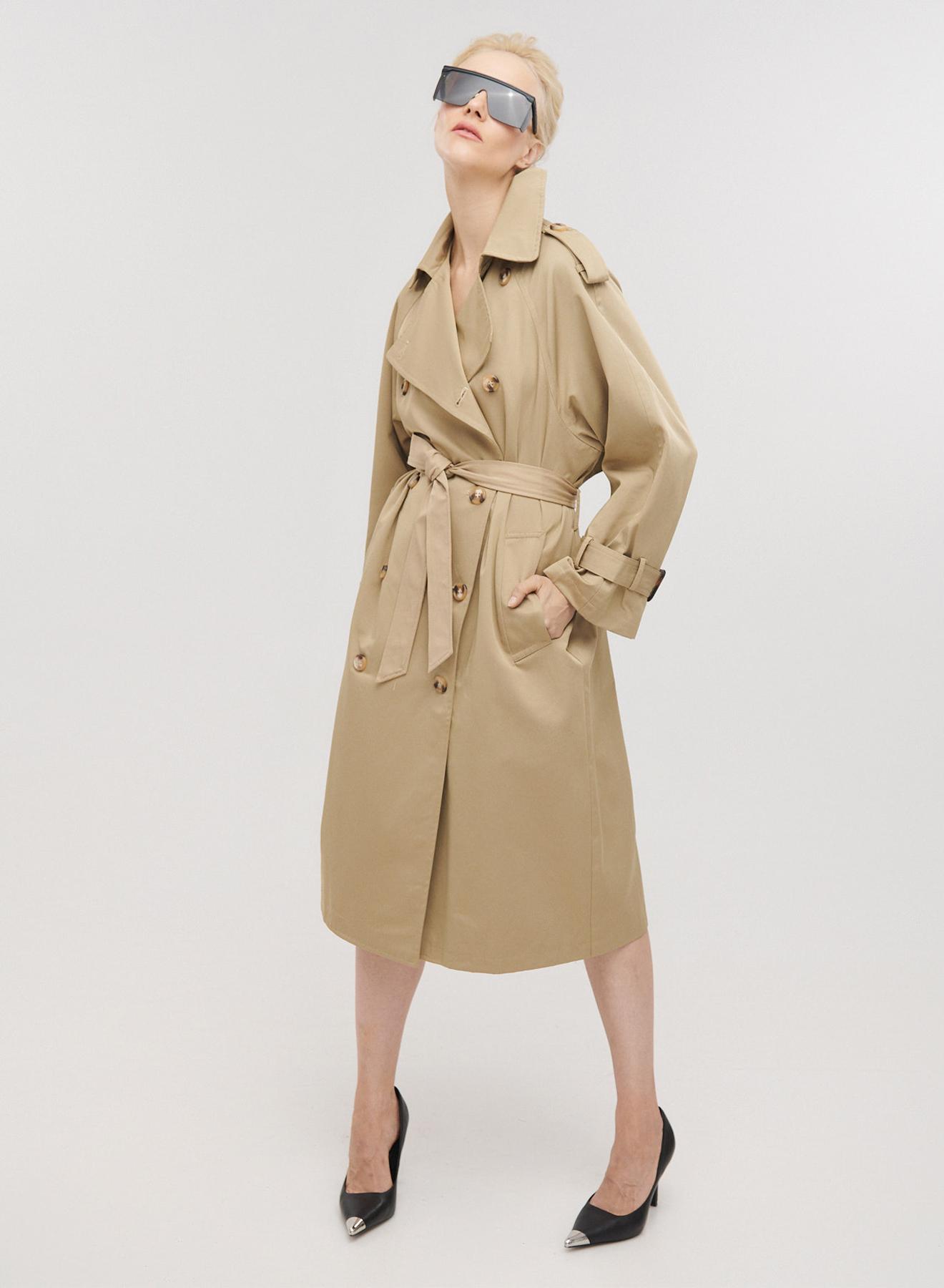 Long double-breasted trench coat with belt - 3