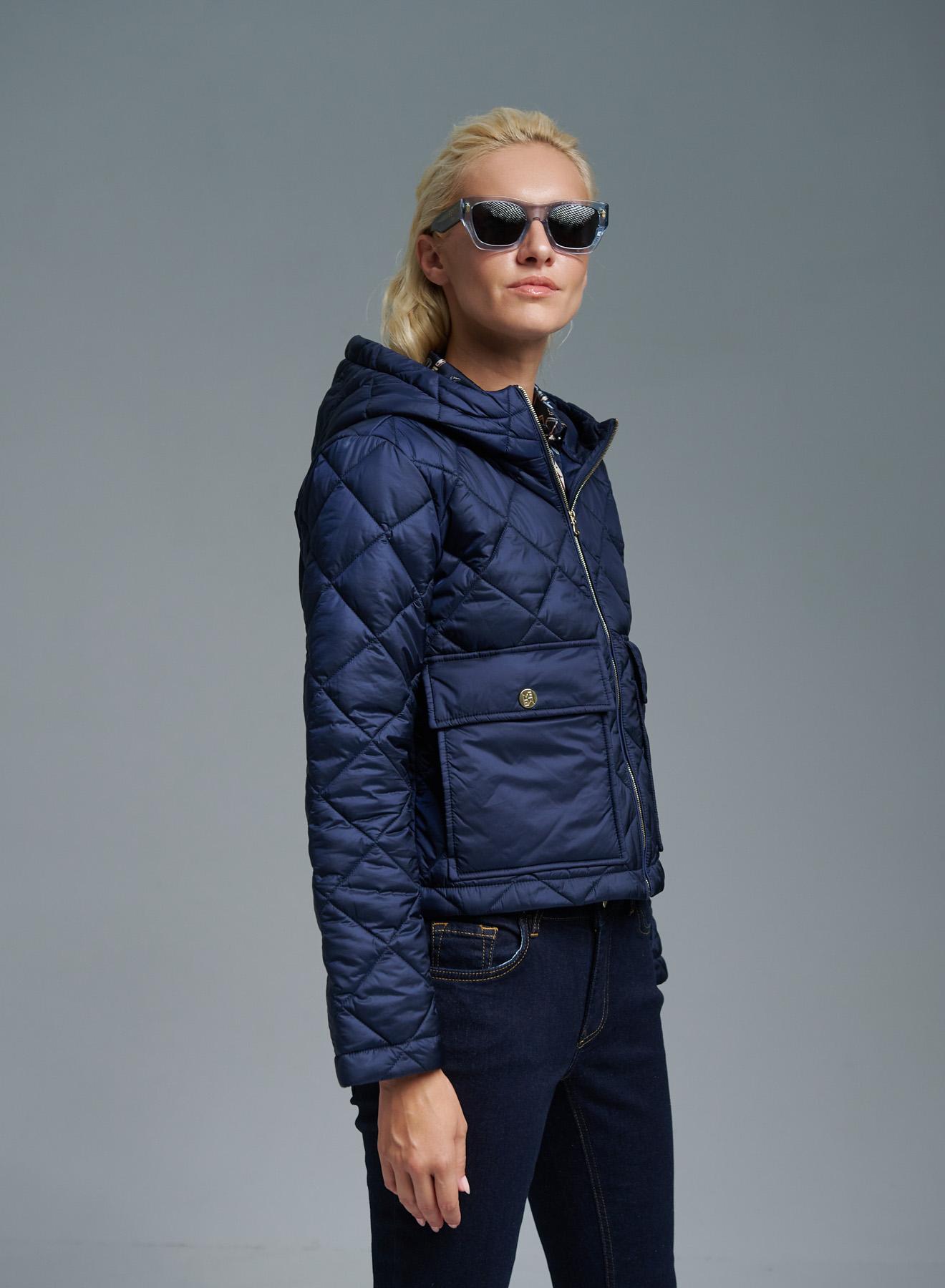 Navy Blue  water-repellent padded jacket with hood Emme Marella - 5