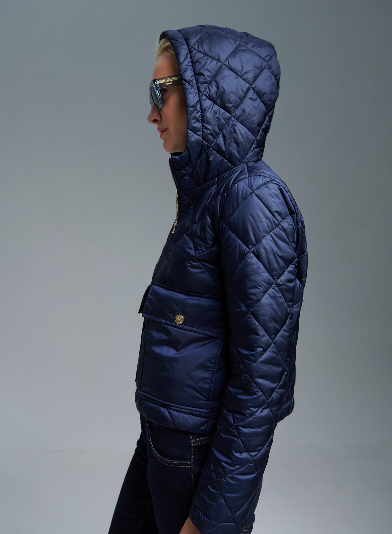 Navy Blue  water-repellent padded jacket with hood Emme Marella - 2