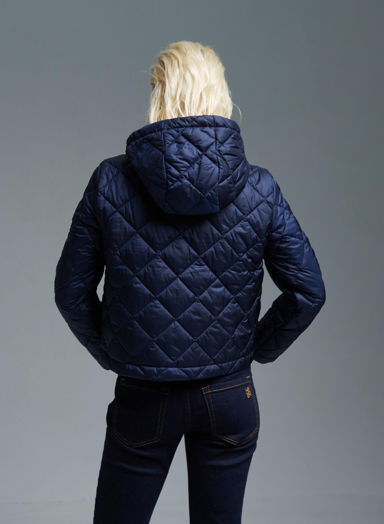 Navy Blue  water-repellent padded jacket with hood Emme Marella - 3