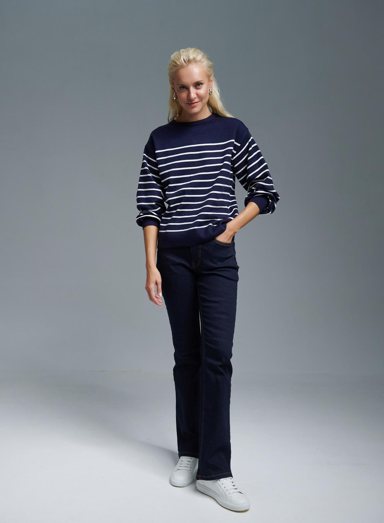 Blue-White Sweater with stripes Finery - 4